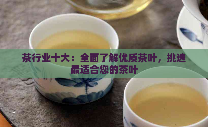 茶行业十大：全面了解优质茶叶，挑选最适合您的茶叶