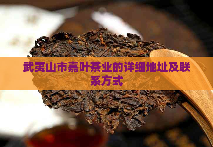 武夷山市嘉叶茶业的详细地址及联系方式