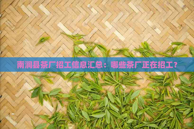 南涧县茶厂招工信息汇总：哪些茶厂正在招工？