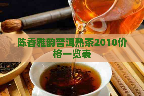 陈香雅韵普洱熟茶2010价格一览表