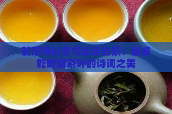 乾茶诗词名句武夷岩茶：品鉴乾时期茶叶的诗词之美