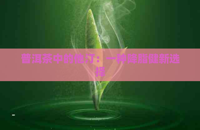 普洱茶中的他汀：一种降脂健新选择