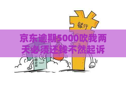 京东逾期5000吹我两天必须还钱不然起诉我：五天逾期全款两小时还清