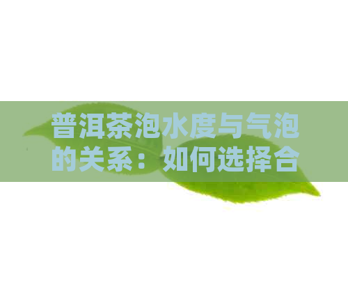 普洱茶泡水度与气泡的关系：如何选择合适的水以获得的普洱茶口感？