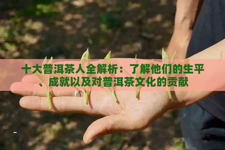 十大普洱茶人全解析：了解他们的生平、成就以及对普洱茶文化的贡献