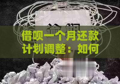 借呗一个月还款计划调整：如何逐步偿还债务？