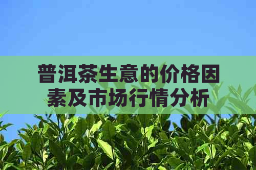 普洱茶生意的价格因素及市场行情分析