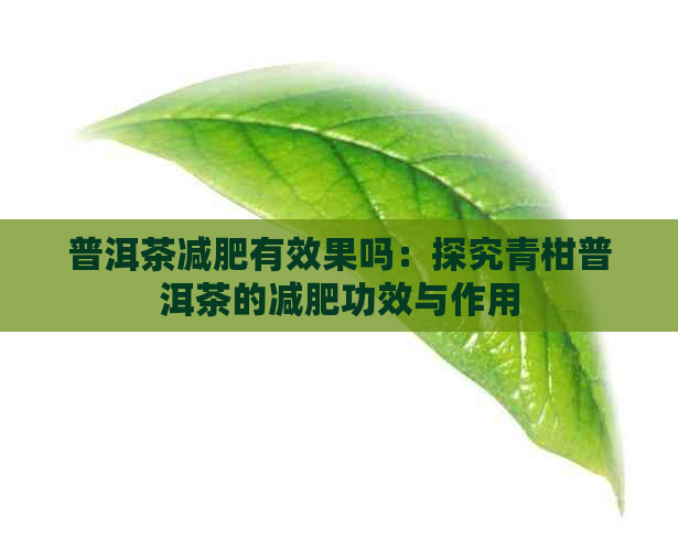 普洱茶减肥有效果吗：探究青柑普洱茶的减肥功效与作用