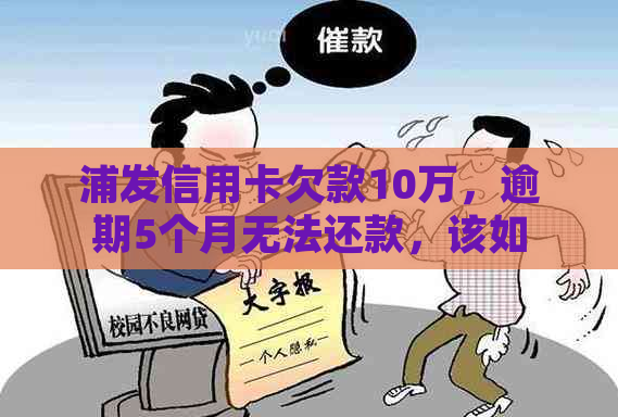 浦发信用卡欠款10万，逾期5个月无法还款，该如何处理？