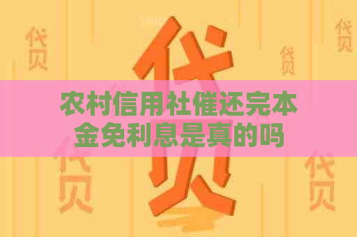 农村信用社催还完本金免利息是真的吗