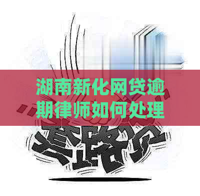 湖南新化网贷逾期律师如何处理