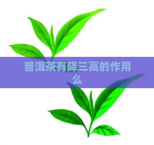 普洱茶有降三高的作用么