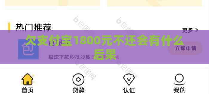 欠支付宝1800元不还会有什么后果