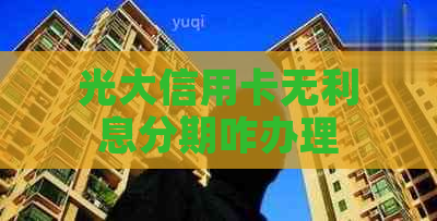 光大信用卡无利息分期咋办理