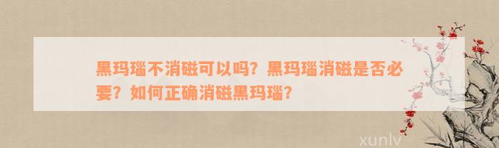 黑玛瑙不消磁可以吗？黑玛瑙消磁是否必要？如何正确消磁黑玛瑙？