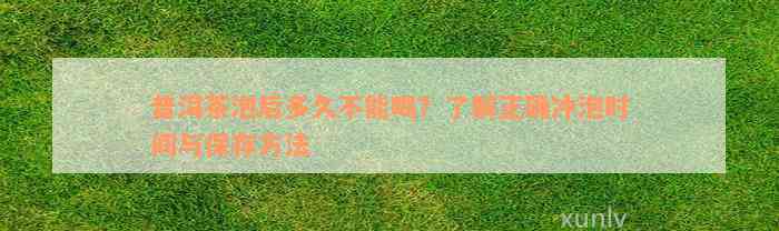 普洱茶泡后多久不能喝？了解正确冲泡时间与保存方法