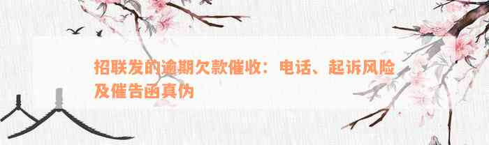 招联发的逾期欠款催收：电话、起诉风险及催告函真伪