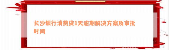 长沙银行消费贷1天逾期解决方案及审批时间