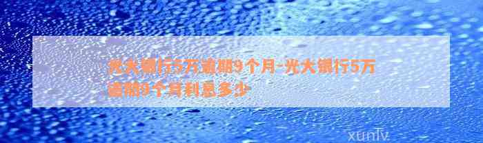 光大银行5万逾期9个月-光大银行5万逾期9个月利息多少