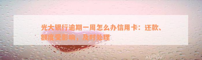 光大银行逾期一周怎么办信用卡：还款、额度受影响，及时处理