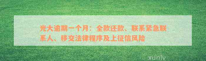 光大逾期一个月：全款还款、联系紧急联系人、移交法律程序及上征信风险