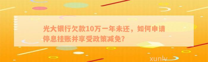 光大银行欠款10万一年未还，如何申请停息挂账并享受政策减免？