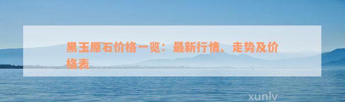 黑玉原石价格一览：最新行情、走势及价格表