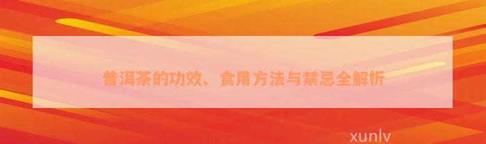 普洱茶的功效、食用方法与禁忌全解析