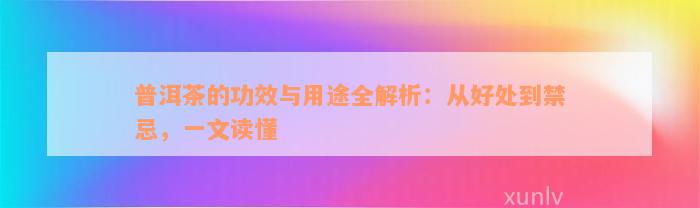 普洱茶的功效与用途全解析：从好处到禁忌，一文读懂