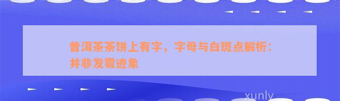 普洱茶茶饼上有字，字母与白斑点解析：并非发霉迹象