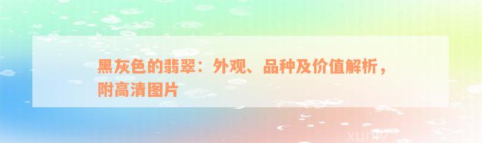 黑灰色的翡翠：外观、品种及价值解析，附高清图片