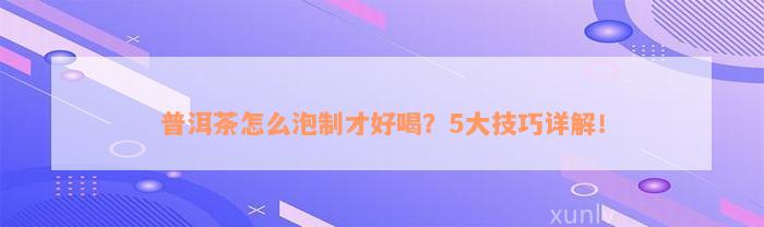 普洱茶怎么泡制才好喝？5大技巧详解！