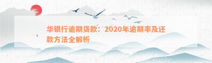 华银行逾期贷款：2020年逾期率及还款方法全解析