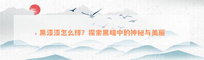 黑漆漆怎么样？探索黑暗中的神秘与美丽