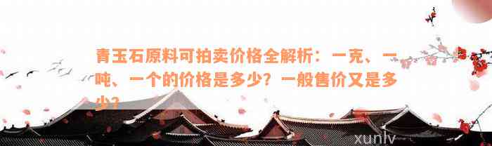 青玉石原料可拍卖价格全解析：一克、一吨、一个的价格是多少？一般售价又是多少？