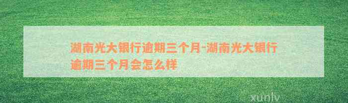 湖南光大银行逾期三个月-湖南光大银行逾期三个月会怎么样