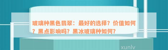 玻璃种黑色翡翠：最好的选择？价值如何？黑点影响吗？黑冰玻璃种如何？