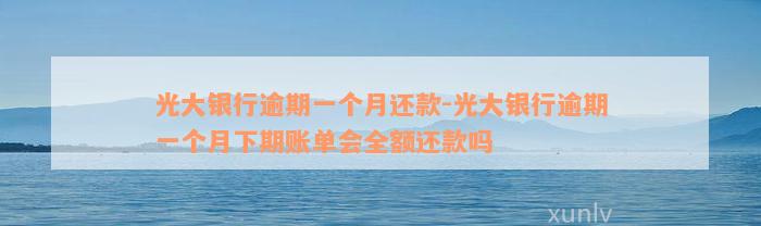 光大银行逾期一个月还款-光大银行逾期一个月下期账单会全额还款吗