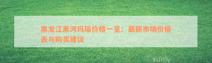 黑龙江黑河玛瑙价格一览：最新市场价格表与购买建议