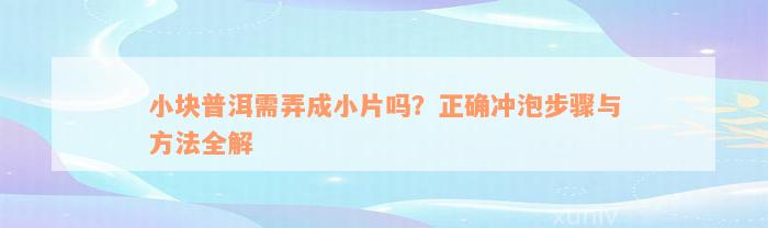 小块普洱需弄成小片吗？正确冲泡步骤与方法全解