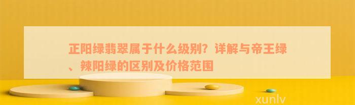 正阳绿翡翠属于什么级别？详解与帝王绿、辣阳绿的区别及价格范围