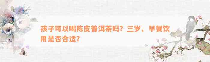 孩子可以喝陈皮普洱茶吗？三岁、早餐饮用是否合适？