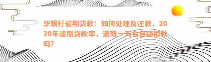 华银行逾期贷款：如何处理及还款，2020年逾期贷款率，逾期一天会自动扣款吗？