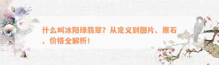 什么叫冰阳绿翡翠？从定义到图片、原石、价格全解析！