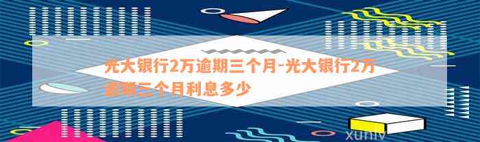 光大银行2万逾期三个月-光大银行2万逾期三个月利息多少