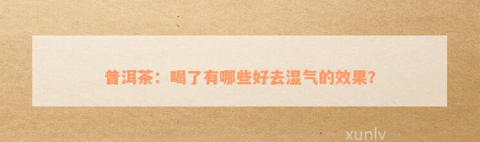 普洱茶：喝了有哪些好去湿气的效果？