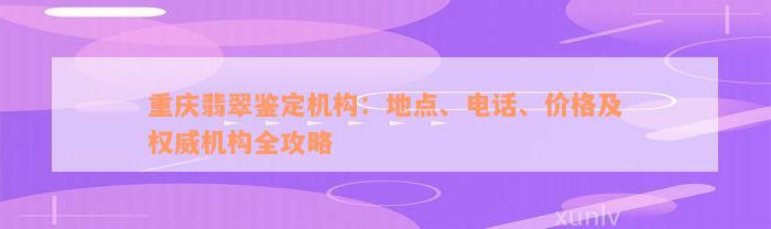 重庆翡翠鉴定机构：地点、电话、价格及权威机构全攻略