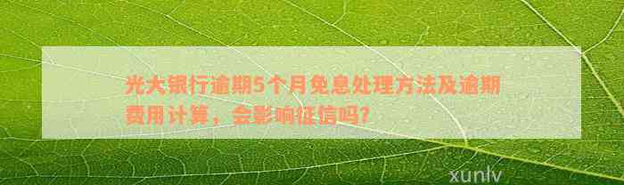 光大银行逾期5个月免息处理方法及逾期费用计算，会影响征信吗？