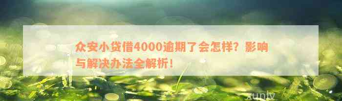 众安小贷借4000逾期了会怎样？影响与解决办法全解析！