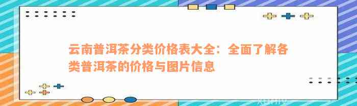 云南普洱茶分类价格表大全：全面了解各类普洱茶的价格与图片信息